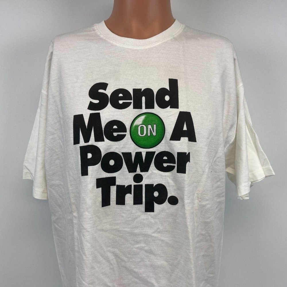 New Power To Run Your Life AOL Advantage Rewards Double Sided T Shirt Vtg 90s L